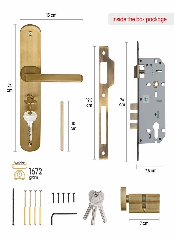 LAPO Mortise Door Lock Set - Heavy Duty Main Door Lock with Keys, 60mm Cylinder, 45x45 mm Lockbody, Handle Lock for Home, Office, Bedroom, Hotel (Antique Finish, 3 Years Warranty) Cy-156 - Image 5